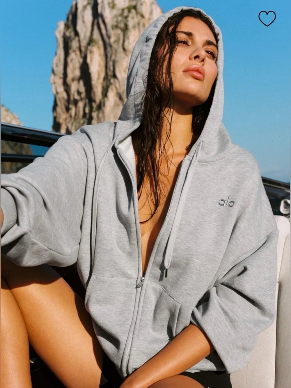 ALO Yoga NWT Accolade Full Zip Hoodie Athletic Heather Grey Relaxed Fit Size L